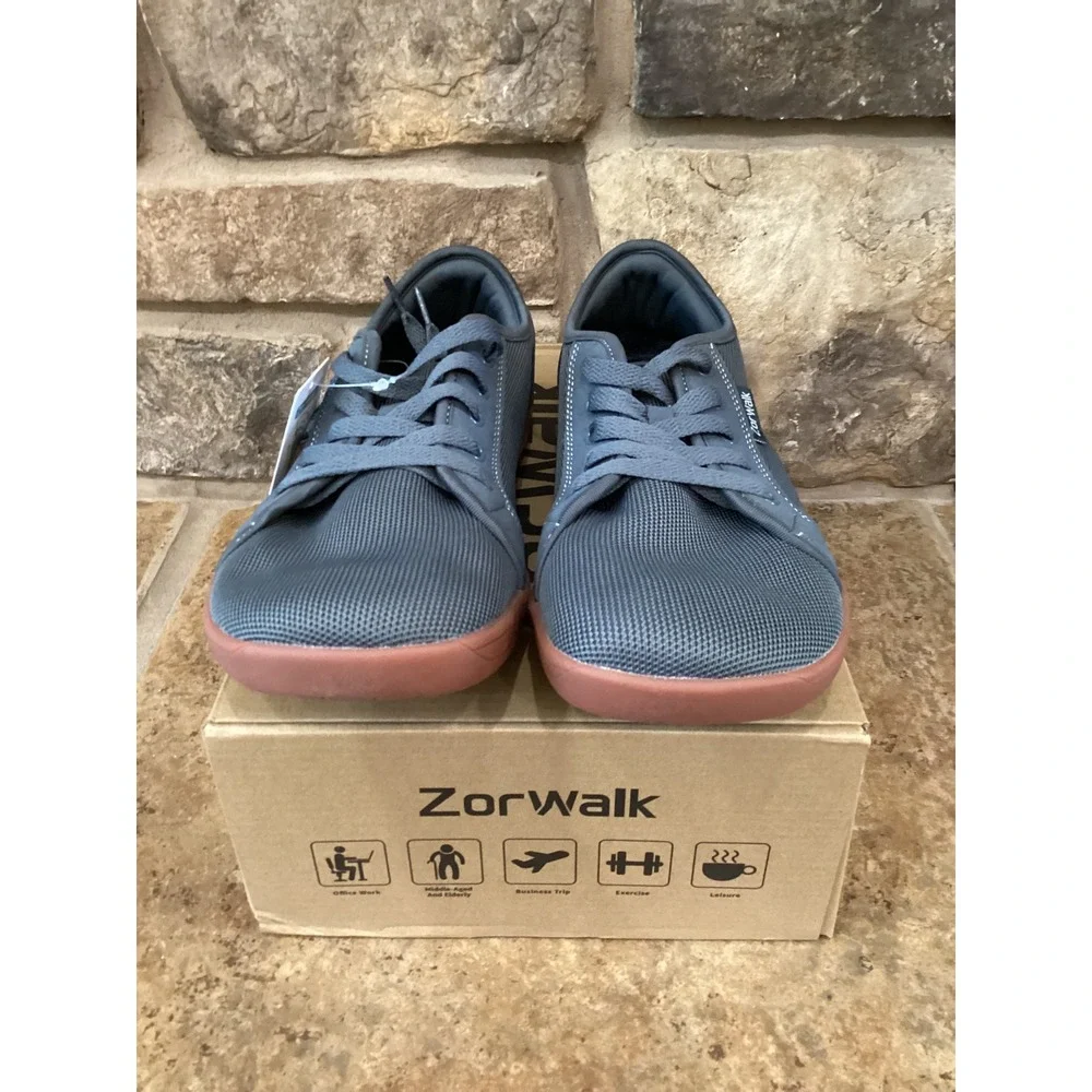 Zorwalk Minimalist Barefoot Shoes Mens 10 Grey Wide Toe Box Sneakers Gray New